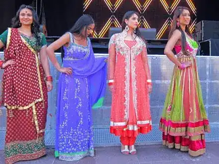Ladies dressed up for a Diwali fashion show.